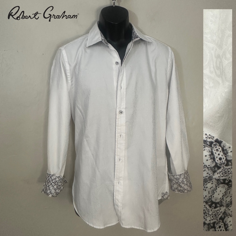 Robert Graham Contrast Long Sleeve Shirt Small Gently worn 100% cotton - Picture 1 of 7